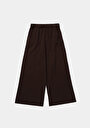 thumb-Afficher les détails de Pantalon Marron Wide Leg High Rise En Mousseline Regular Fit Femme