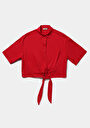 thumb-Afficher les détails de Chemise À Manches Courtes Rouge Droit Fashion Fit Femme