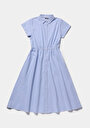 thumb-Afficher les détails de Robe Bleu Regular Fit Manches Courtes Mdi Uni Femme