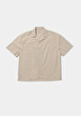 thumb-Afficher les détails de Chemise À Manches Courtes Beige Droit Boxy Fit Homme