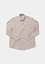 thumb-Afficher les détails de Chemise À Manches Longues Beige Relaxed Fit Rayé Mousseline Homme