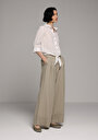 thumb-Afficher les détails de Pantalon Vert Wide Leg High Rise En Uni Regular Fit Femme