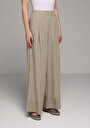 thumb-Afficher les détails de Pantalon Vert Wide Leg High Rise En Uni Regular Fit Femme
