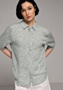 thumb-Afficher les détails de Chemise À Manches Courtes Vert Imprimé Fashion Fit Femme
