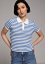thumb-Afficher les détails de Bleu Slim Fit  Rayé Jacquard Femme