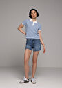 thumb-Afficher les détails de Bleu Slim Fit  Rayé Jacquard Femme