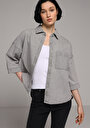 thumb-Afficher les détails de Chemise À Manches Longues  Oversize Fit Droit Jean Femme