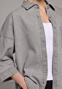 thumb-Afficher les détails de Chemise À Manches Longues  Oversize Fit Droit Jean Femme