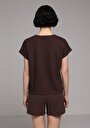 thumb-Afficher les détails de T-shirt À Manches Courtes Marron Regular Fit Droit Femme