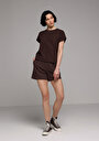 thumb-Afficher les détails de T-shirt À Manches Courtes Marron Regular Fit Droit Femme