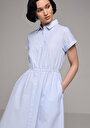 thumb-Afficher les détails de Robe Bleu Regular Fit Manches Courtes Mdi Uni Femme