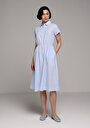 thumb-Afficher les détails de Robe Bleu Regular Fit Manches Courtes Mdi Uni Femme