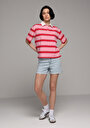 thumb-Afficher les détails de Rouge Regular Fit  Rayé Supreme Femme