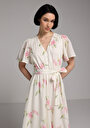 thumb-Afficher les détails de Robe Rose Regular Fit Manches Courtes Maxi Uni Femme