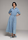 thumb-Afficher les détails de Robe  Regular Fit Manches Courtes Mdi Jean Femme