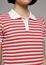 thumb-Afficher les détails de Rouge Slim Fit  Rayé Jacquard Femme