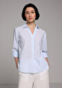 thumb-Afficher les détails de Chemise À Manches Longues Bleu Regular Fit Rayé Uni Femme
