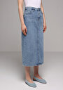 thumb-Afficher les détails de Jupe Denim Slim Fit Droit Jean Maxi Femme