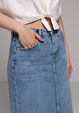thumb-Afficher les détails de Jupe Denim Slim Fit Droit Jean Maxi Femme