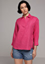 thumb-Afficher les détails de Chemise À Manches Longues Rose Fashion Fit Droit Uni Femme