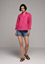 thumb-Afficher les détails de Chemise À Manches Longues Rose Fashion Fit Droit Uni Femme