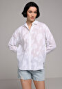 thumb-Afficher les détails de Chemise À Manches Longues Blanc Boyfriend Fit Jakarli Jacquard Femme