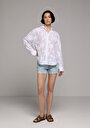 thumb-Afficher les détails de Chemise À Manches Longues Blanc Boyfriend Fit Jakarli Jacquard Femme