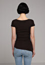 thumb-Afficher les détails de Blouse À Manches Courtes Marron Slim Fit Manches Courtes Femme