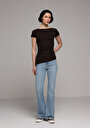 thumb-Afficher les détails de Blouse À Manches Courtes Marron Slim Fit Manches Courtes Femme