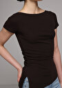 thumb-Afficher les détails de Blouse À Manches Courtes Marron Slim Fit Manches Courtes Femme