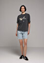 thumb-Afficher les détails de T-shirt À Manches Courtes Anthracite Oversize Fit Droit Femme