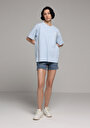 thumb-Afficher les détails de T-shirt À Manches Courtes Bleu Relaxed Fit Imprimé Femme