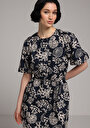 thumb-Afficher les détails de Robe Marine Regular Fit Manches Trois-quarts Mini Popeline Femme