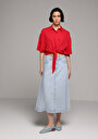 thumb-Afficher les détails de Chemise À Manches Courtes Rouge Droit Fashion Fit Femme