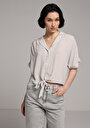 thumb-Afficher les détails de Chemise À Manches Courtes Vert Rayé Fashion Fit Femme