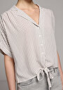 thumb-Afficher les détails de Chemise À Manches Courtes Vert Rayé Fashion Fit Femme