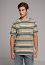 thumb-Afficher les détails de T-shirt À Manches Courtes Beige Comfort Fit Rayé Homme