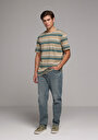 thumb-Afficher les détails de T-shirt À Manches Courtes Beige Comfort Fit Rayé Homme