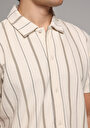thumb-Afficher les détails de T-shirt Polo À Manches Courtes Ecru Rayé Regular Fit Homme