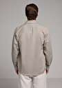 thumb-Afficher les détails de Chemise À Manches Longues Marron Regular Fit Droit Lin Homme