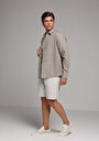 thumb-Afficher les détails de Chemise À Manches Longues Marron Regular Fit Droit Lin Homme