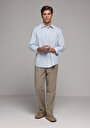 thumb-Afficher les détails de Pantalon Beige Straight Leg Medium Rise En Sergé Regular Fit Homme