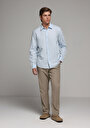 thumb-Afficher les détails de Chemise À Manches Longues Bleu Regular Fit Droit Lin Homme