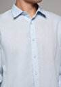 thumb-Afficher les détails de Chemise À Manches Longues Bleu Regular Fit Droit Lin Homme