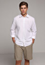 thumb-Afficher les détails de Chemise À Manches Longues Blanc Regular Fit Droit Lin Homme