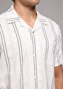 thumb-Afficher les détails de Chemise À Manches Courtes Blanc Rayé Regular Fit Homme