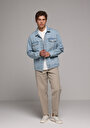 thumb-Afficher les détails de Pantalon Beige Straight Leg Medium Rise En Sergé Regular Fit Homme