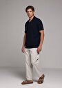 thumb-Afficher les détails de Pantalon Blanc Straight Leg Medium Rise En Sergé Regular Fit Homme