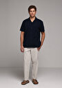 thumb-Afficher les détails de Pantalon Blanc Straight Leg Medium Rise En Sergé Regular Fit Homme