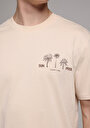 thumb-Afficher les détails de T-shirt À Manches Courtes Beige Regular Fit Droit Homme